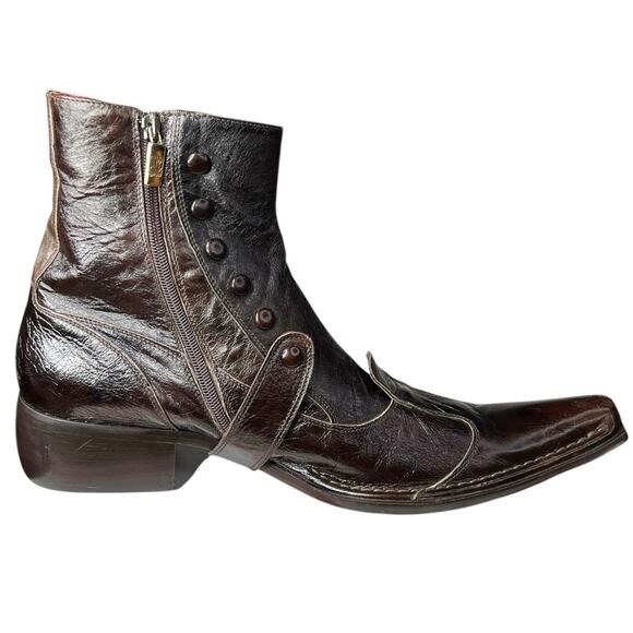 Jo Ghost Men’s Brown Leather Handmade Italian Boots Size 44 US 11 main image 9